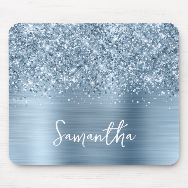 Mousepad Brilhante Azul Claro Nome Glam (Frente)