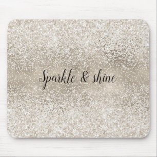 Mousepad Brilhante Branco Dourado Champanhe