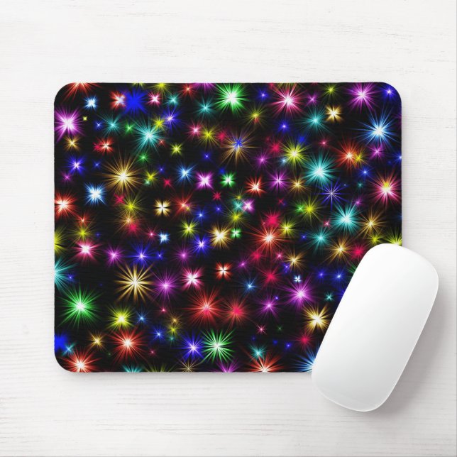 Mousepad Brilhante Brilhante Esparques, Estrelas e Firework (Com mouse)