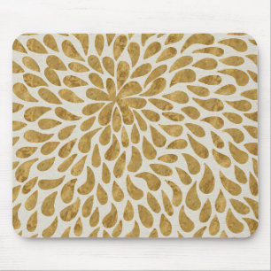 Mousepad Brilhante Elegante De Flor Pintado Com Mão Dourad