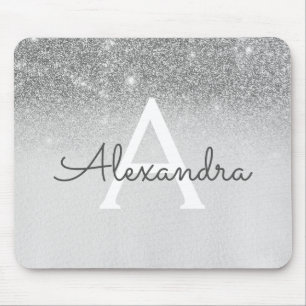 Mousepad Brilhante Girassol Silver Sparkle Monograma