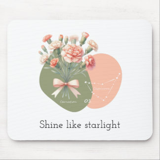 Mousepad Brilhar como texto de luz de estrelas Cor-de-rosa