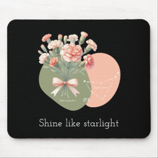 Mousepad Brilhar como texto de luz de estrelas Cor-de-rosa