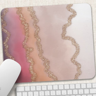 Mousepad Brilho Abstrato Ombre Rosa Roxo e Dourado