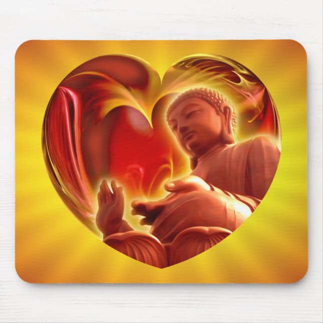 Mousepad Brilho amarelo do coração | de BUDDHA (Frente)