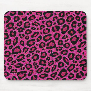 Mousepad Brilho brilhante rosa-quente da pele do leopardo