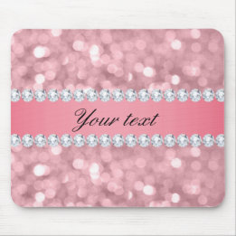 Mousepad Brilho cor-de-rosa Bokeh e diamantes