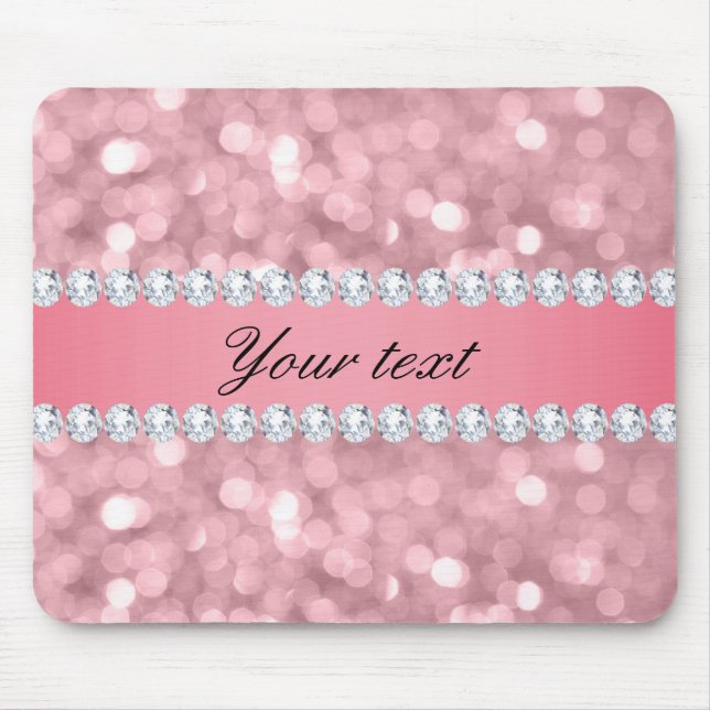 Mousepad Brilho cor-de-rosa Bokeh e diamantes (Frente)