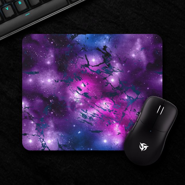Mousepad Brilho da Galáxia | Azul Cósmico Roxo e Mármore Ro (Criador carregado)