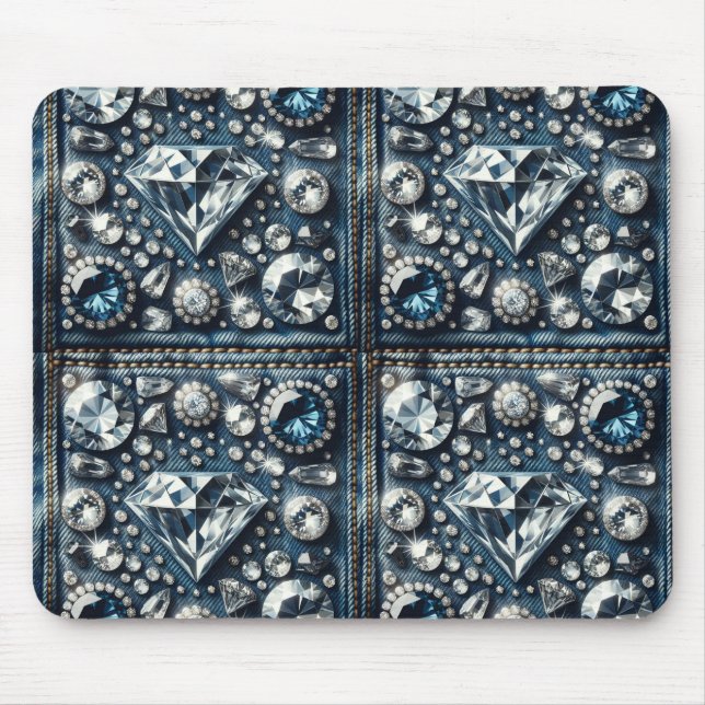 Mousepad Brilho de Denim e Diamantes Joias de Pedras Precio (Frente)