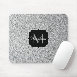 Mousepad Brilho de luz cinza prateado Monograma