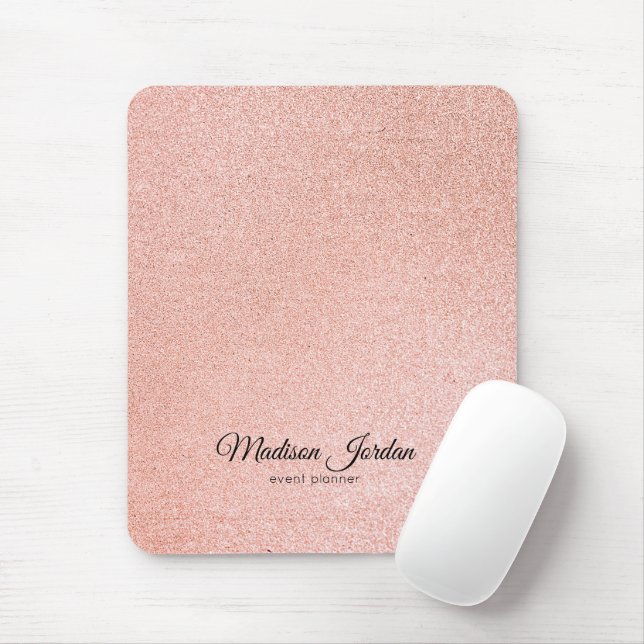 Mousepad Brilho de Mármore Rosa e Dourado Moderno (Com mouse)