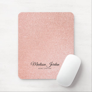 Mousepad Brilho de mármore rosa moderno e Dourado