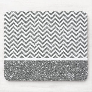 Mousepad Brilho de prata Chevron do falso