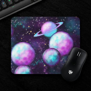 Mousepad Brilho do sistema solar Planeta Cor-de-Rosa Púrp