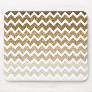 Mousepad Brilho Dourado Chevron Ombre do falso