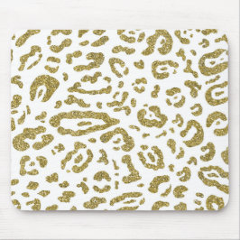 Mousepad Brilho Dourado Estampa Animal Onça Branca Leopardo
