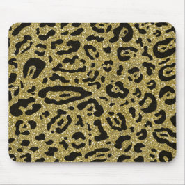 Mousepad Brilho Dourado Estampa de Onça Preta Leopardo Anim