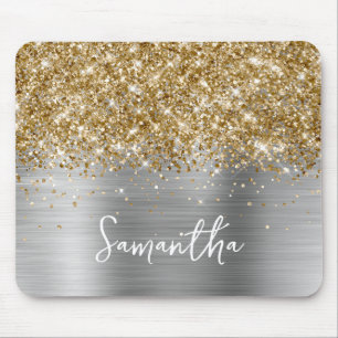 Mousepad Brilho Dourado Glamour Prata Nome