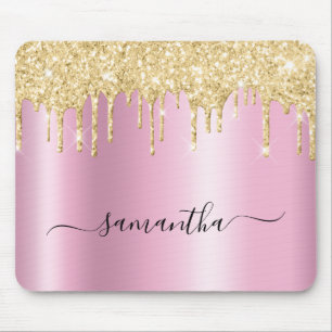 Mousepad Brilho Dourado Pálido Pinga Brilho Rosa