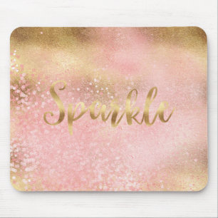 Mousepad Brilho Dourado Rosa Confete Glamour Brilho