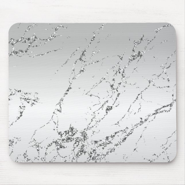 Mousepad Brilho Falso Cinza Prateado Glam (Frente)