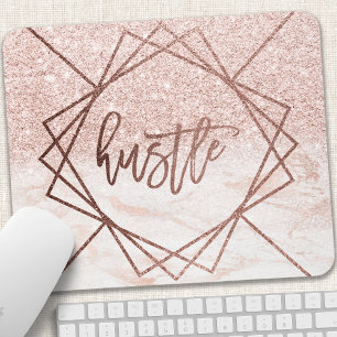 Mousepad Brilho Falso Rosa Dourado Mármore Agito