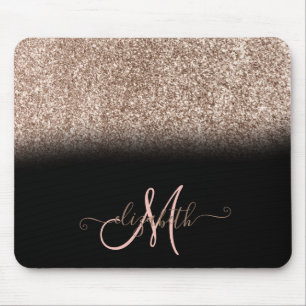 Mousepad Brilho Moderno Ombre Monograma Preto
