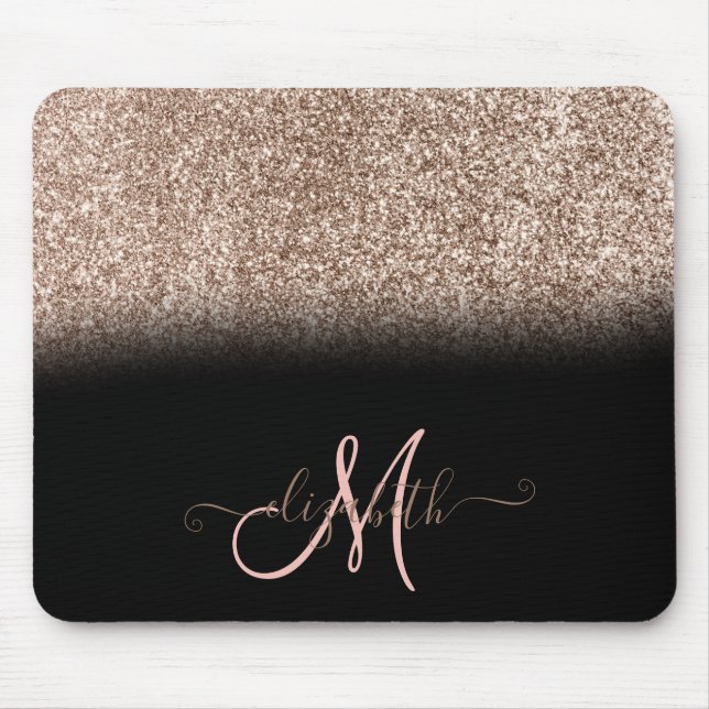 Mousepad Brilho Moderno Ombre Monograma Preto (Frente)