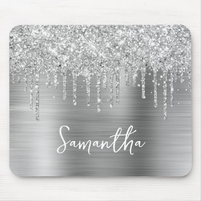 Mousepad Brilho Prateado Glamour Gotejante (Frente)