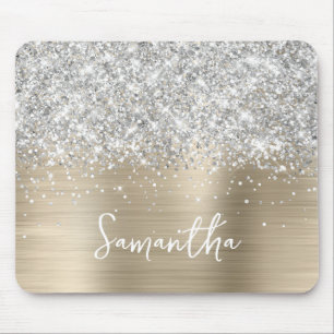 Mousepad Brilho Prateado Luz Dourado Glam Nome