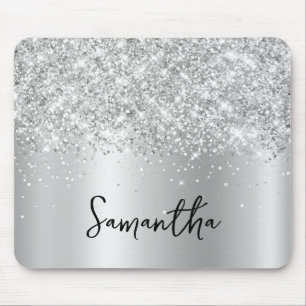 Mousepad Brilho Prateado Rebrilho Glam Nome