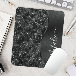 Mousepad Brilho Preto Metálico Personalizado