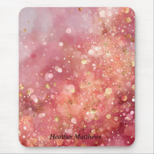 Mousepad Brilho Rosa e Dourado