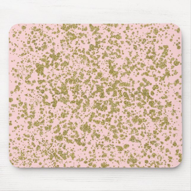 Mousepad Brilho Rosa e Dourado Glamour Moderno Feminino (Frente)