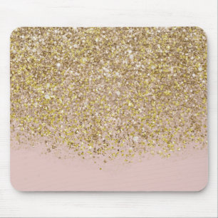 Mousepad Brilho Rosa e Dourado Moderno Glam Chic na Moda