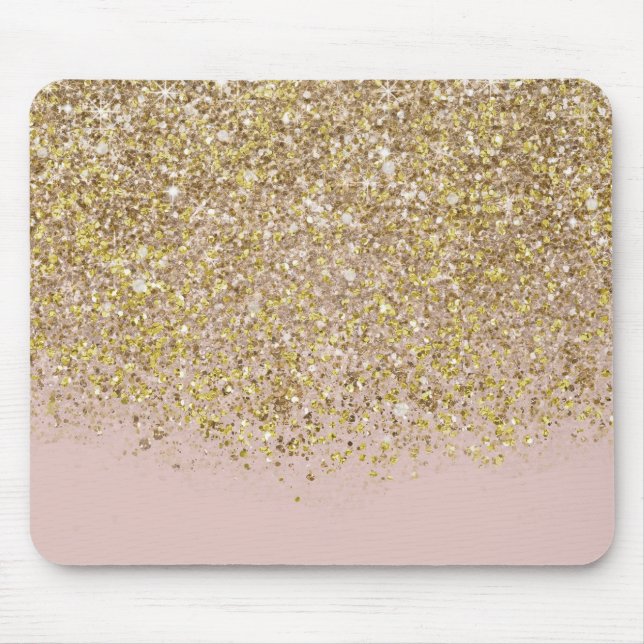 Mousepad Brilho Rosa e Dourado Moderno Glam Chic Tendência (Frente)