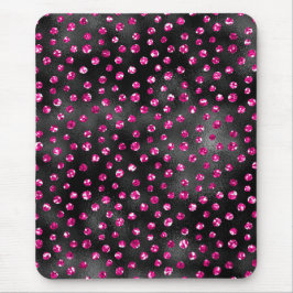 Mousepad Brilho Rosa e Preto Estampa de Bolinhas