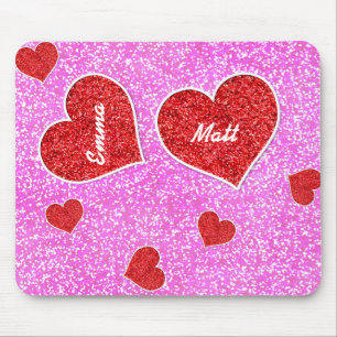 Mousepad BRILHO vermelho FEMININO do ROSA do CORAÇÃO