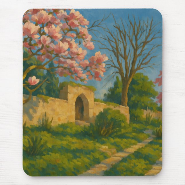 Mousepad Brilhos Gêmeos - Pintura do Caminho do Jardim Tran (Frente)