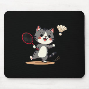 Mousepad Brincadeiras de Badminton Cute Rackers de Gato Eng