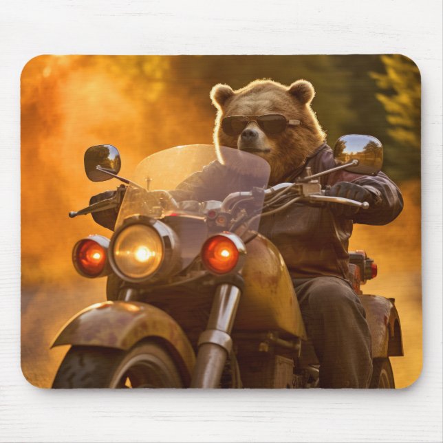 Mousepad Brincadeiras de Urso Grizzle Diversão Andando Moto (Frente)