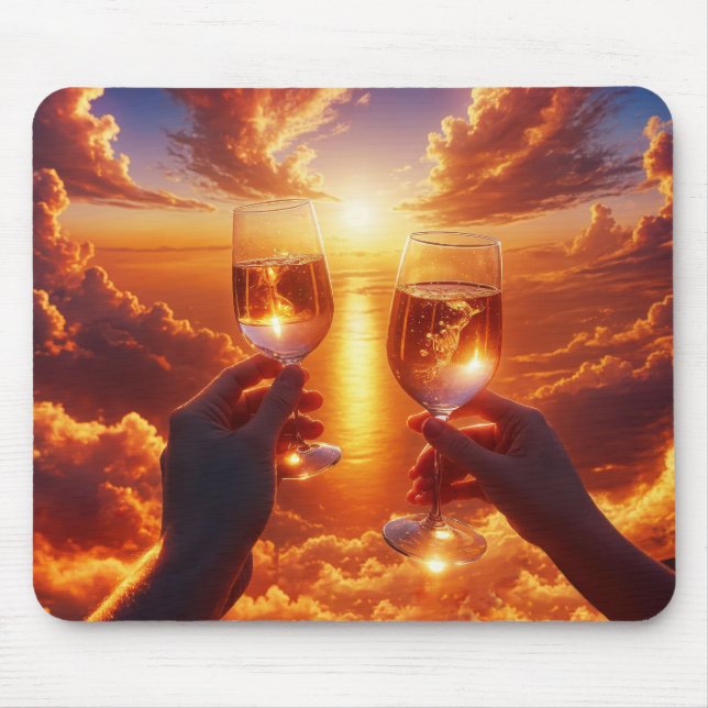 Mousepad Brinde De Vinho De Aniversário Ao Sol (Frente)