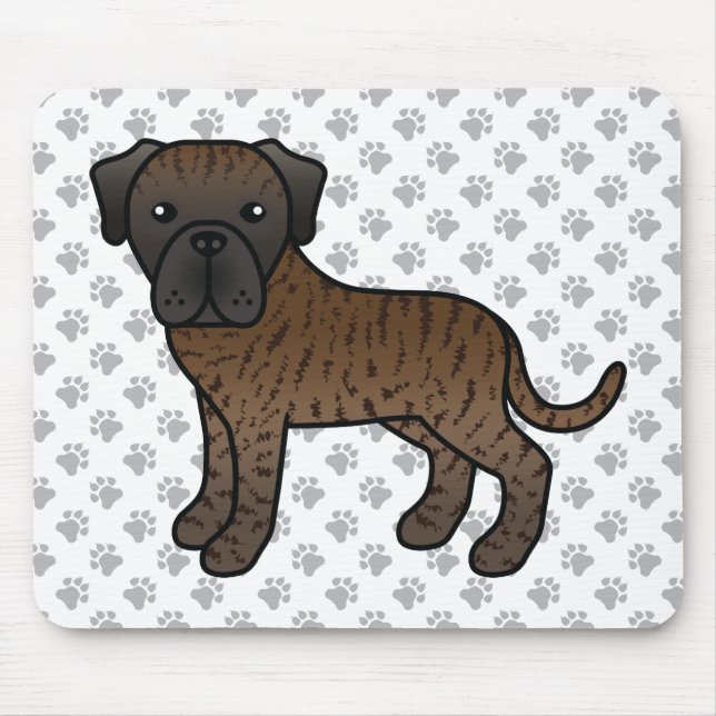 Mousepad Brindle English Mastiff Cute Cartoon Dog (Frente)