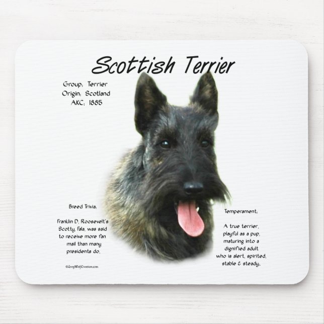Mousepad Brindle Scottish Terrier History (Frente)