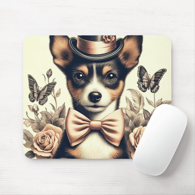 Mousepad Brinquedo de folha branca Fox Terrier (Com mouse)