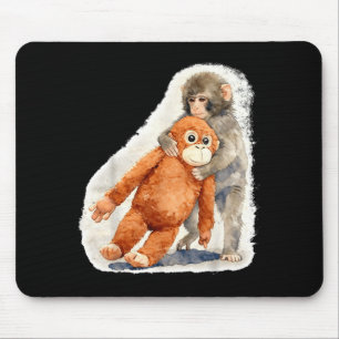 Mousepad Brinquedo de pelúcia de macaco orangotango bebê fo