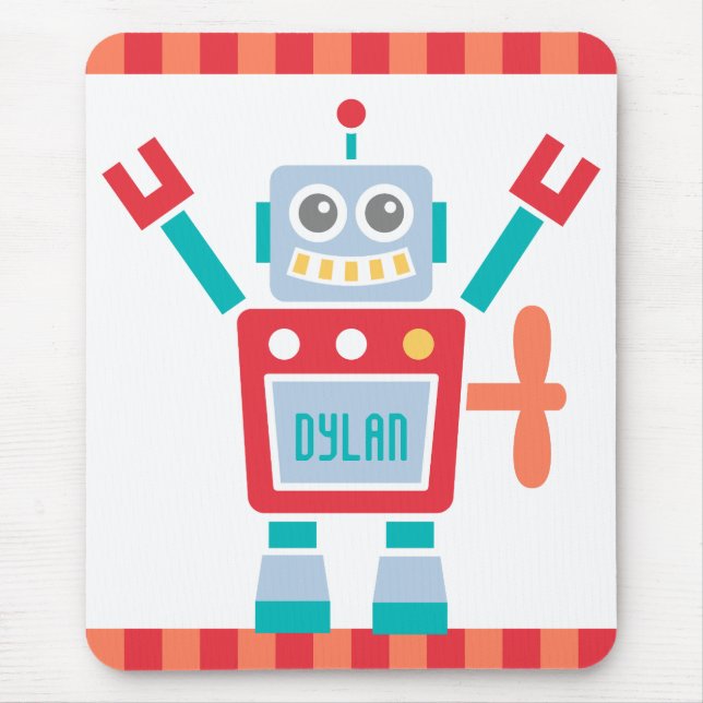 Mousepad Brinquedo de Robô Fofo Vintage para Crianças (Frente)