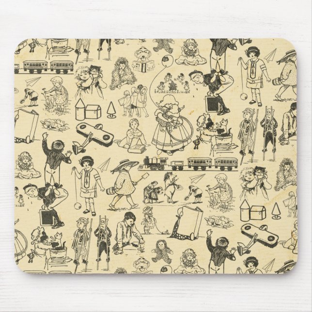 Mousepad Brinquedos de coleção e padrões infantis (Frente)
