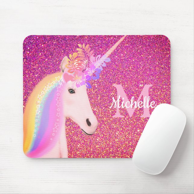 Mousepad Brit Unicorn Cor-de-Rosa Brilhante - Sparkle Perso (Com mouse)